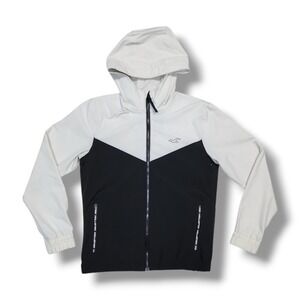 HOLLISTER Epic Flex Full Zip Up Black & White Color Block Windbreaker Men's S